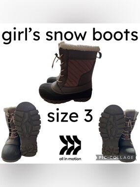 Target All In Motion Kids' Skylar Lace-Up Winter Boots Blush Girls Size 3